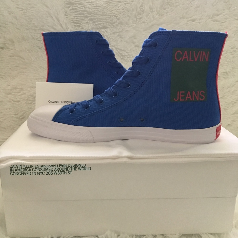 NIB Calvin Klein 205W39NYC blue canvas sneakers - Picture 6 of 8